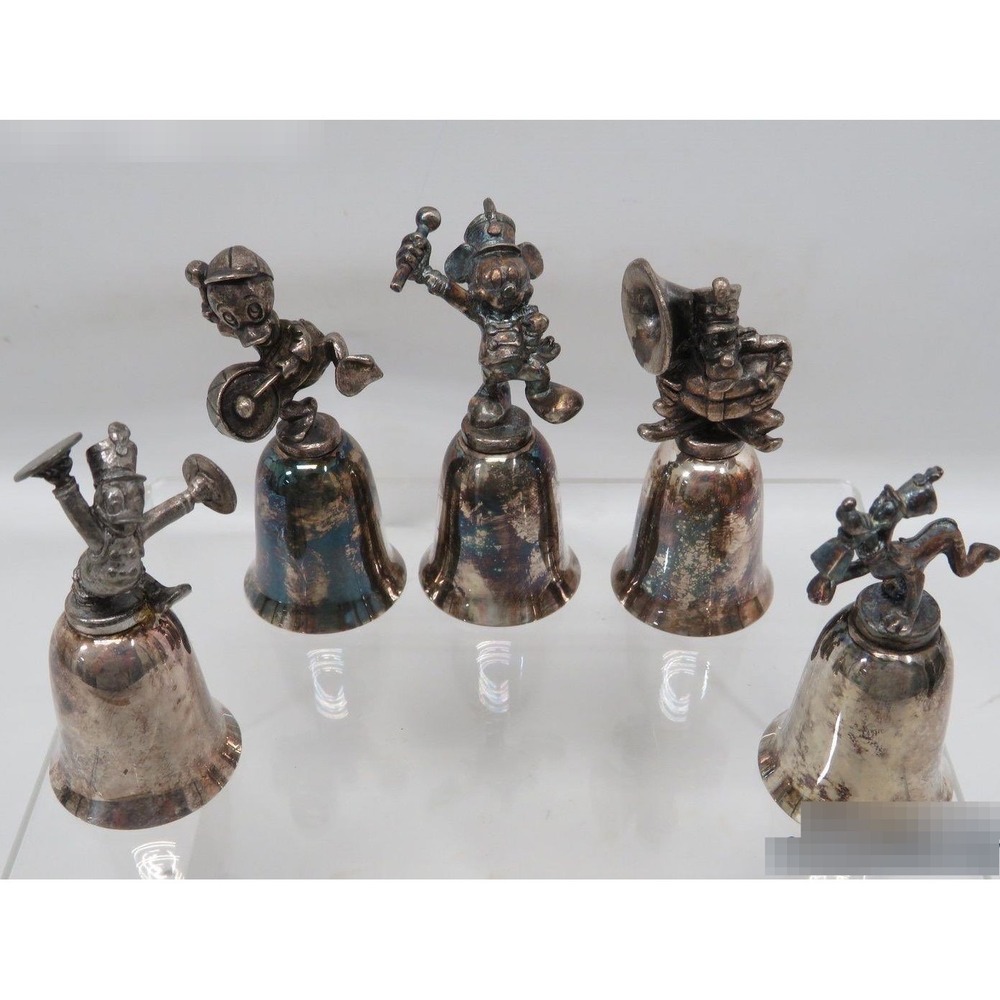 Vintage Disney New England Collectors Society Silver Plate Bell Set 5pc Band